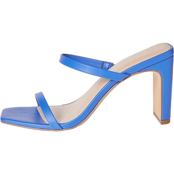 Women's Avery Square Toe Two Strap High Heeled Dazzling Blue Sandal - Picture 4 of 5